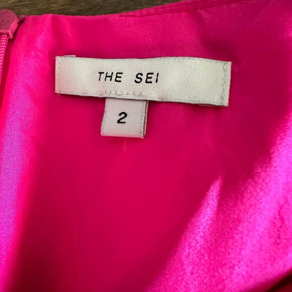 The Sei Barbie Pink Ruched Micro Mini Wrap Skirt SIZE 2 Silk Designer Party $495 - Picture 7 of 8